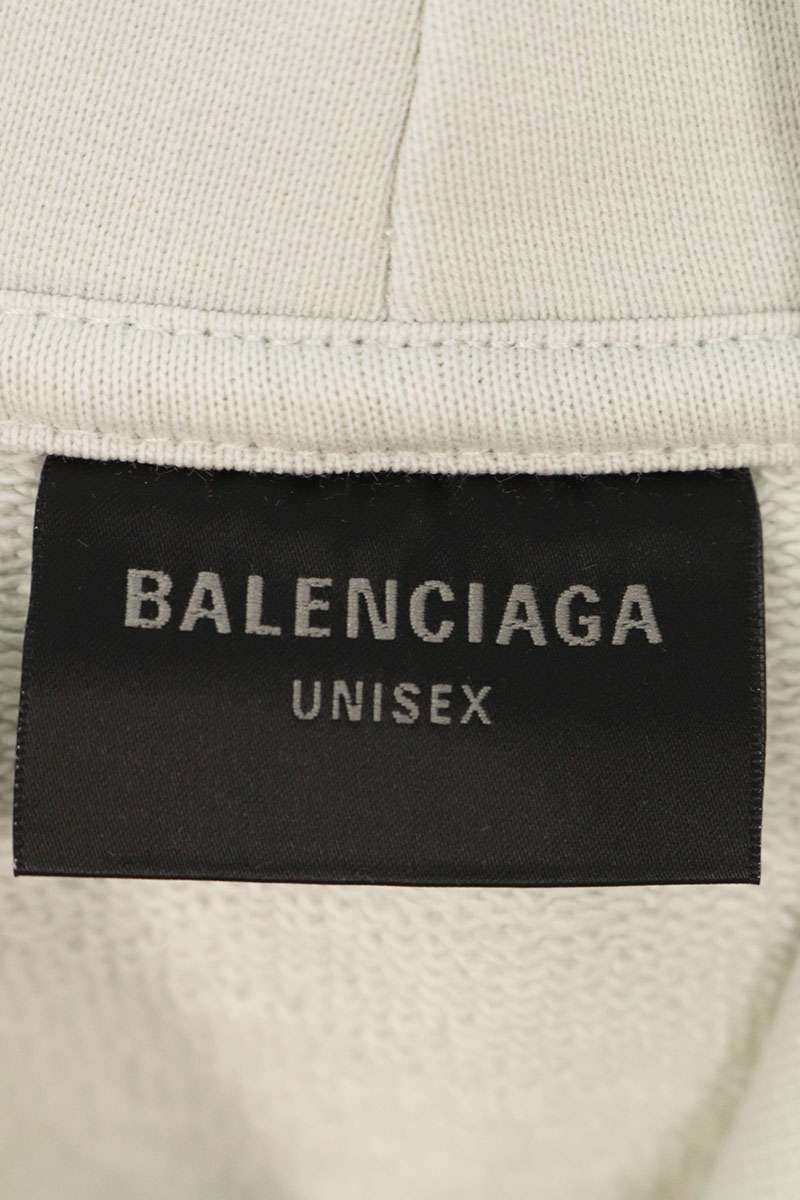 BALENCIAGA 25SS Distressed Logo Pullover Hoodie Lt Size XS