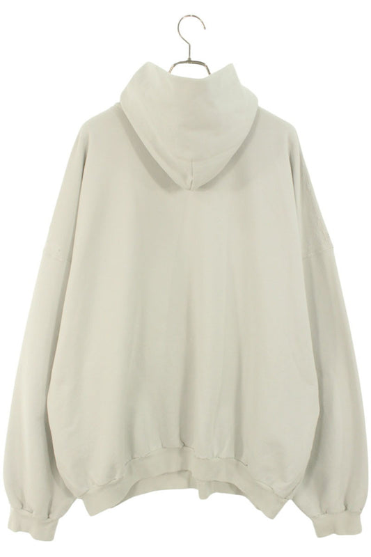 BALENCIAGA 25SS Distressed Logo Pullover Hoodie Lt Size M