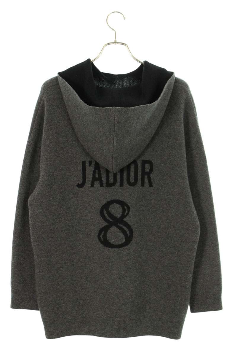 Christian Dior J'DIOR Back Logo Cashmere Hoodie Gray Size 38