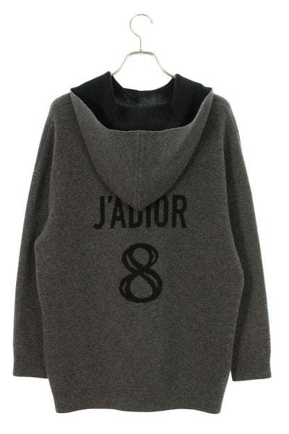 Christian Dior J'DIOR Back Logo Cashmere Hoodie Gray Size 38