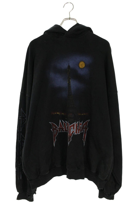 BALENCIAGA Pari Moon Vintage Pullover Hoodie Black Size M