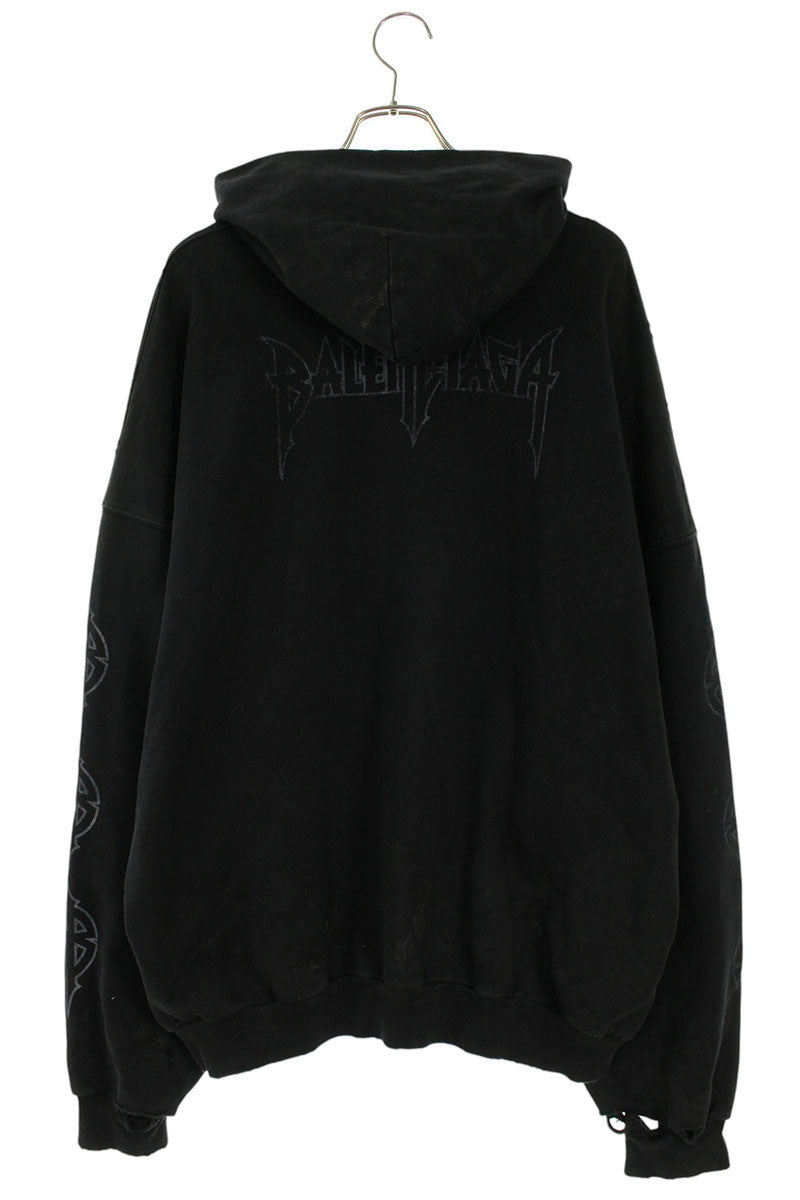 BALENCIAGA Pari Moon Vintage Pullover Hoodie Black Size M