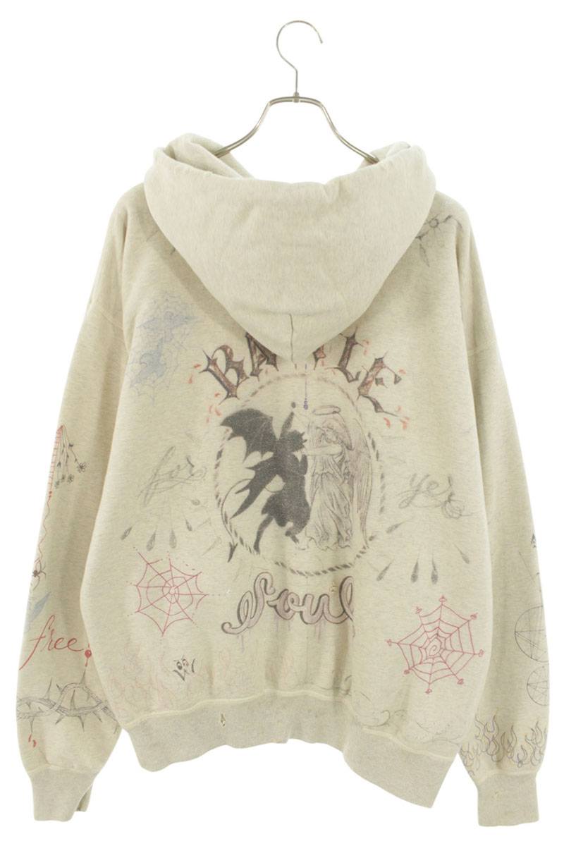 Saint Michael Dr Woo Graphic Hoodie Beige Size XL
