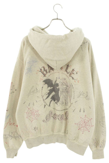 Saint Michael Dr Woo Graphic Hoodie Beige Size XL