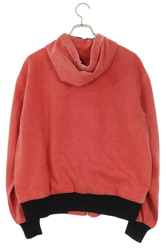 ALEXANDER WANG Red Black Cotton Two-Tone Zip Hoodie Size XS