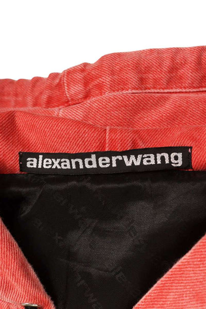ALEXANDER WANG Red Black Cotton Two-Tone Zip Hoodie Size XS