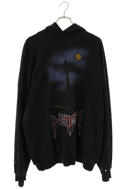 BALENCIAGA Pari Moon Vintage Pullover Hoodie Black Size XS
