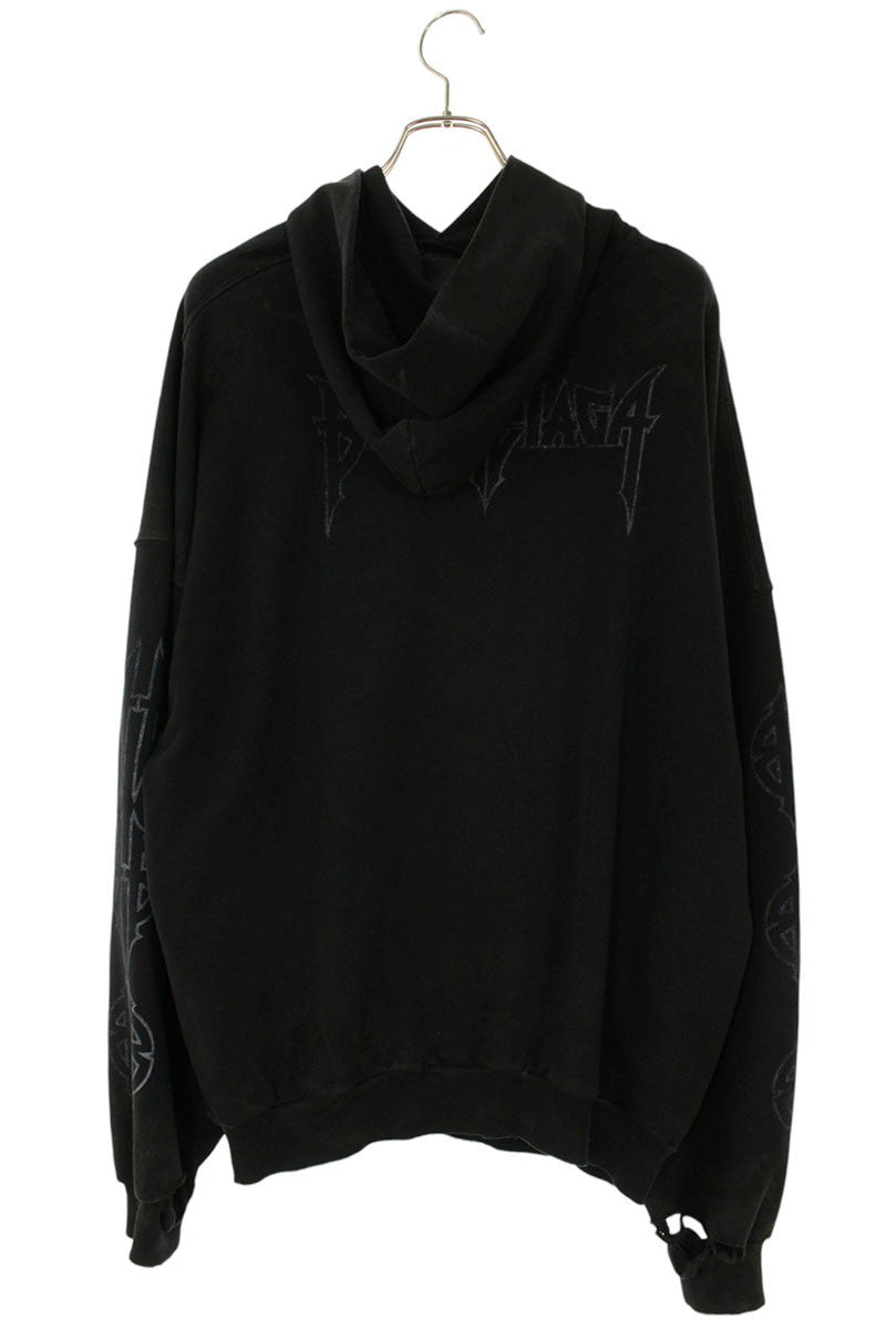 BALENCIAGA Pari Moon Vintage Pullover Hoodie Black Size XS