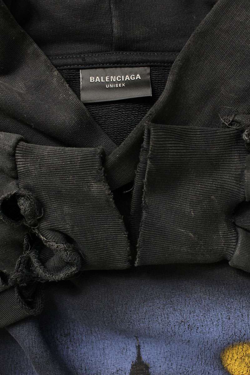 BALENCIAGA Pari Moon Vintage Pullover Hoodie Black Size XS