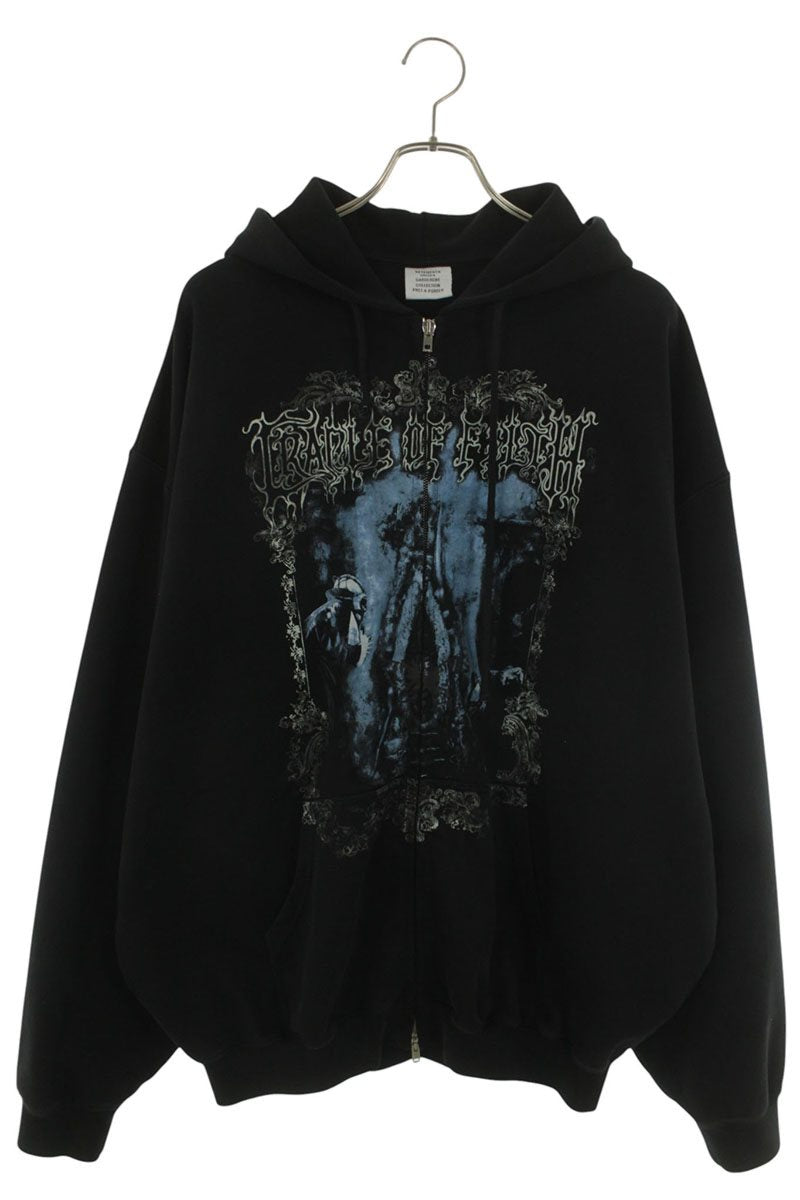 VETEMENTS COF Zip-Up Hoodie Cotton Black Size S
