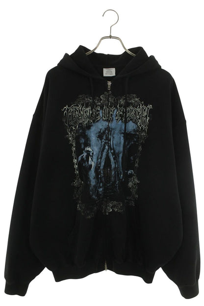 VETEMENTS COF Zip-Up Hoodie Cotton Black Size S