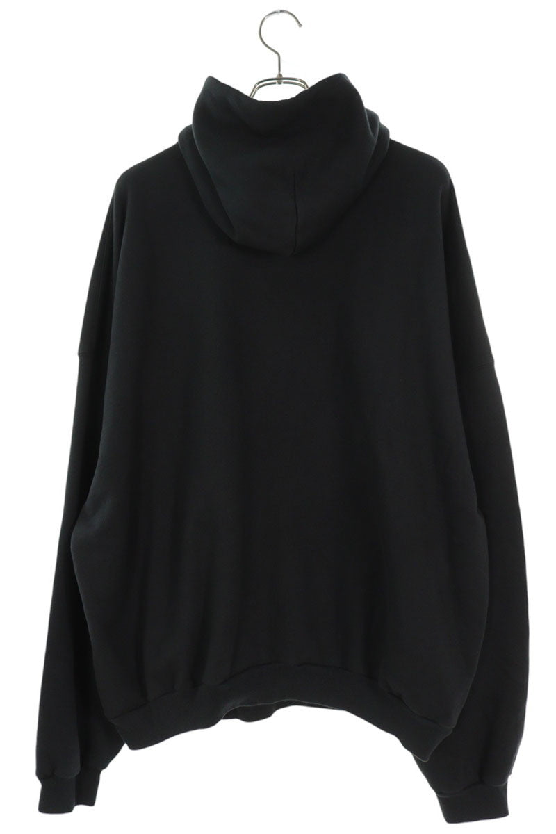 BALENCIAGA Front Logo Cotton Hoodie Black Size XS