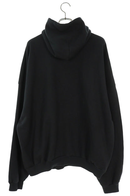 BALENCIAGA Front Logo Cotton Hoodie Black Size XS