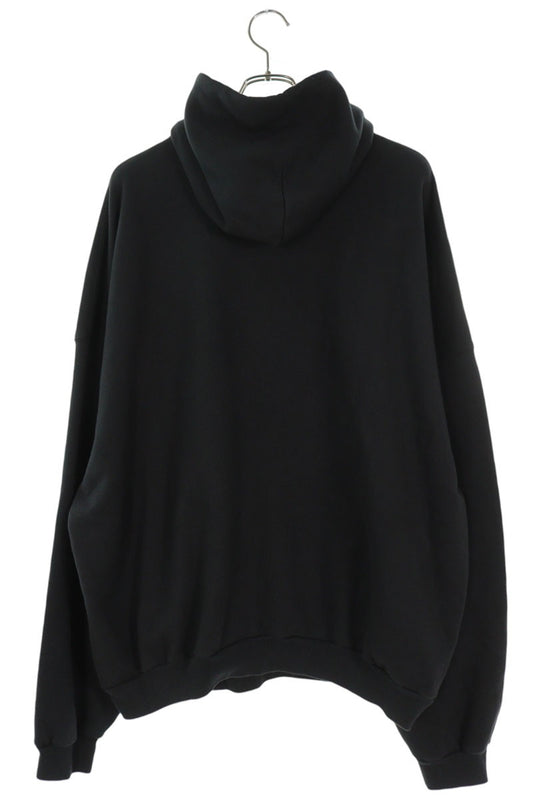 BALENCIAGA Front Logo Cotton Hoodie Black Size XS
