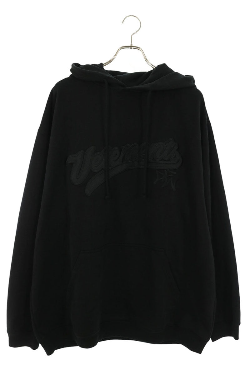 VETEMENTS Baseball Logo Embroidered Hoodie Black Size S