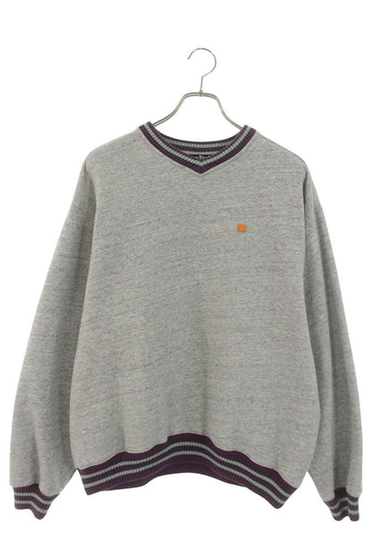 ACNE STUDIOS Gray Poly Cotton V-Neck Sweatshirt Size S