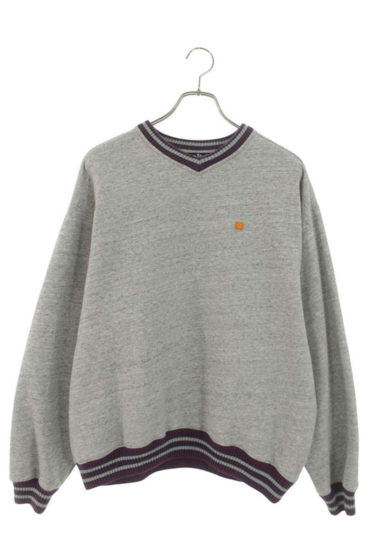 ACNE STUDIOS Gray Poly Cotton V-Neck Sweatshirt Size S
