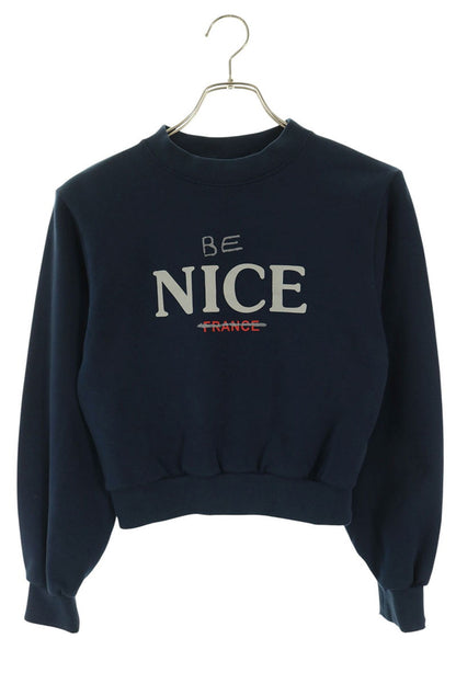 BALENCIAGA 23AW Distressed Cropped Sweatshirt Navy Size XS
