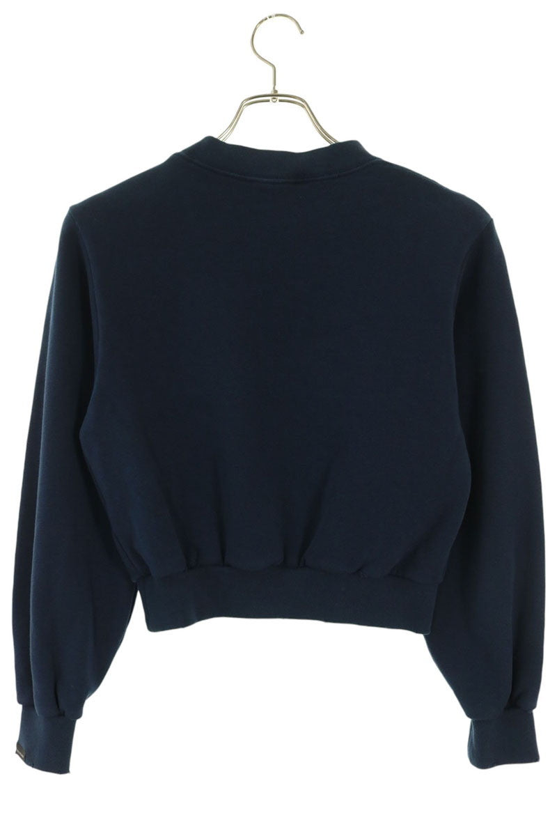 BALENCIAGA 23AW Distressed Cropped Sweatshirt Navy Size XS