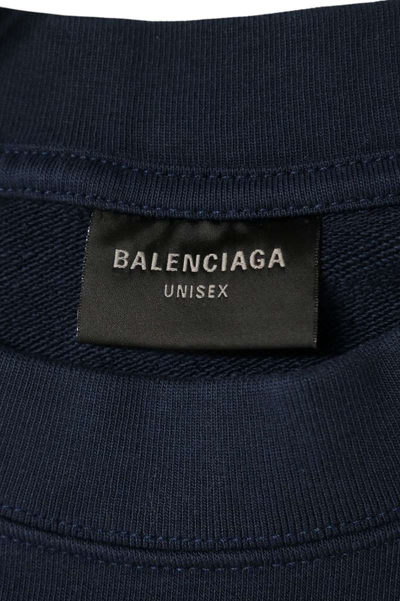 BALENCIAGA 23AW Distressed Cropped Sweatshirt Navy Size XS