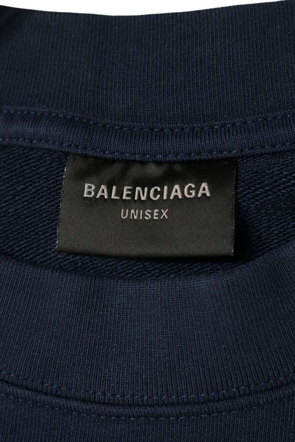 BALENCIAGA 23AW Distressed Cropped Sweatshirt Navy Size XS