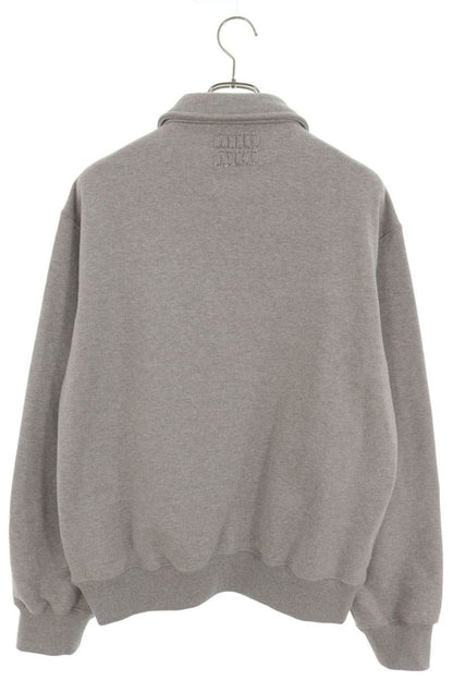 miumiu Cotton Back Logo Zip Polo Sweatshirt Gray Size XS