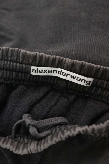 ALEXANDER WANG Logo Embroidered Wide Sweatpants Gray Size 30