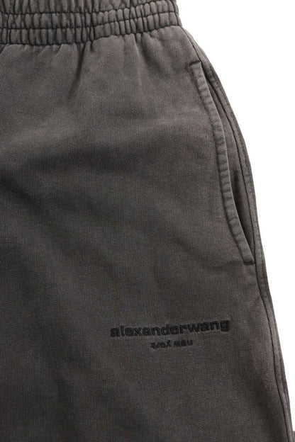 ALEXANDER WANG Logo Embroidered Wide Sweatpants Gray Size 30