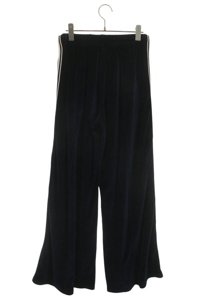 CELINE Triomphe Embroidered Velvet Wide Pants Blue Size M