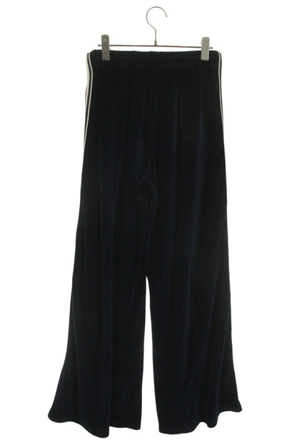 CELINE Triomphe Embroidered Velvet Wide Pants Blue Size M