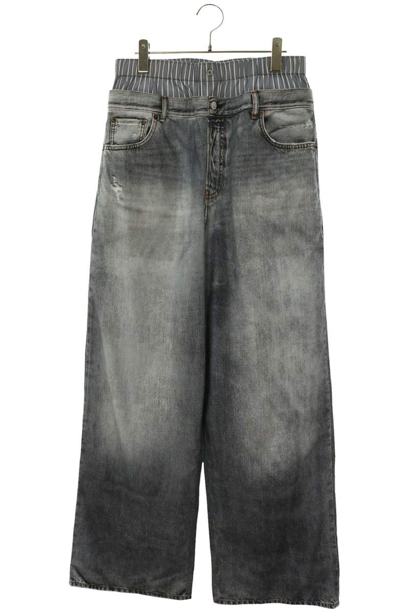 ACNE STUDIOS Layered Print Cotton Pants Blue Size 36