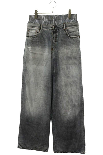 ACNE STUDIOS Layered Print Cotton Pants Blue Size 36