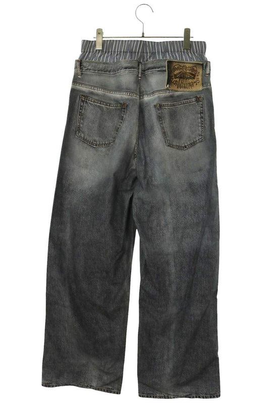 ACNE STUDIOS Layered Print Cotton Pants Blue Size 36