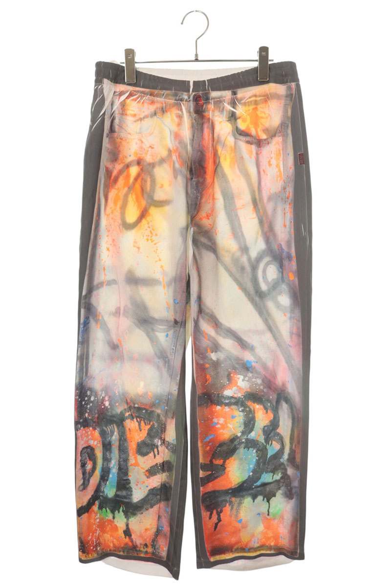 DIESEL Graffiti Print Casual Pants Multi Polyester Size M