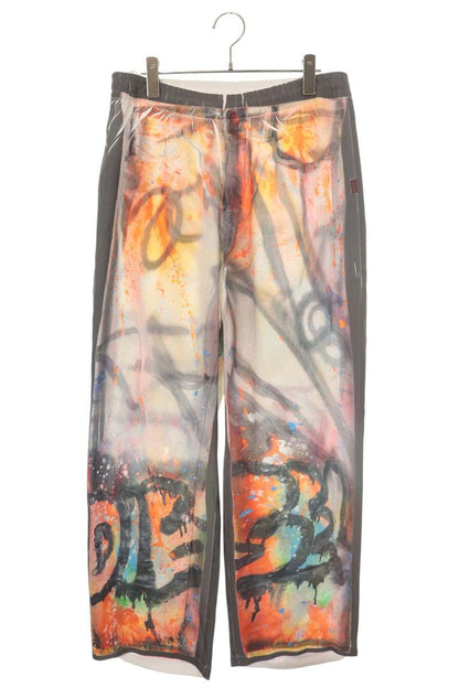 DIESEL Graffiti Print Casual Pants Multi Polyester Size M