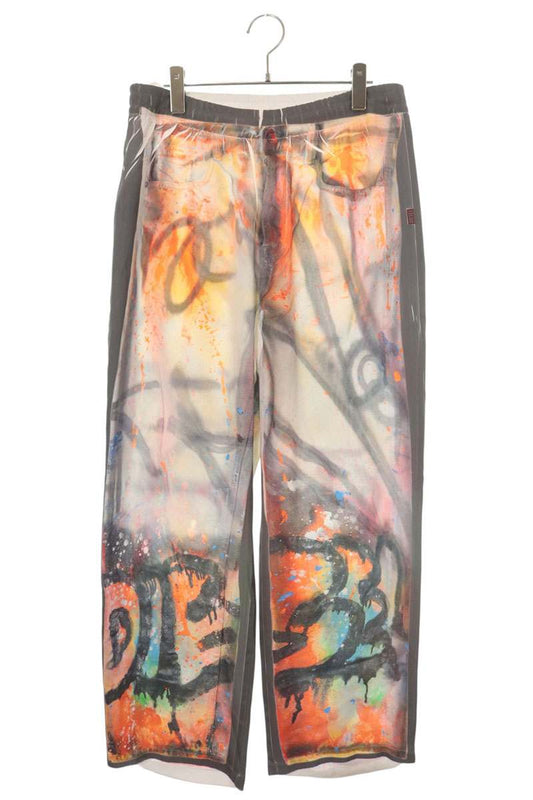 DIESEL Graffiti Print Casual Pants Multi Polyester Size M