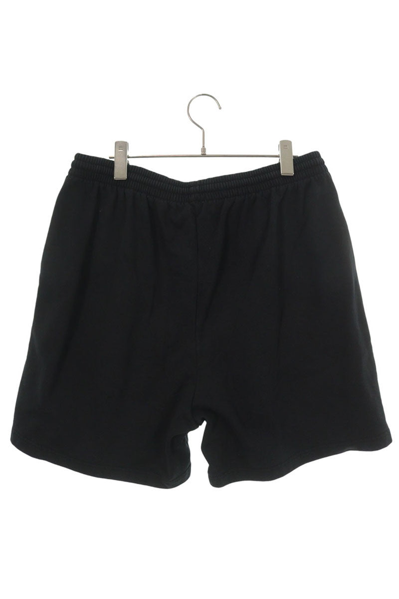 BALENCIAGA PARIS Logo Print Cotton Shorts Black Size M