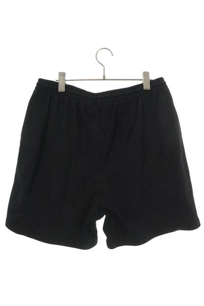 BALENCIAGA PARIS Logo Print Cotton Shorts Black Size M
