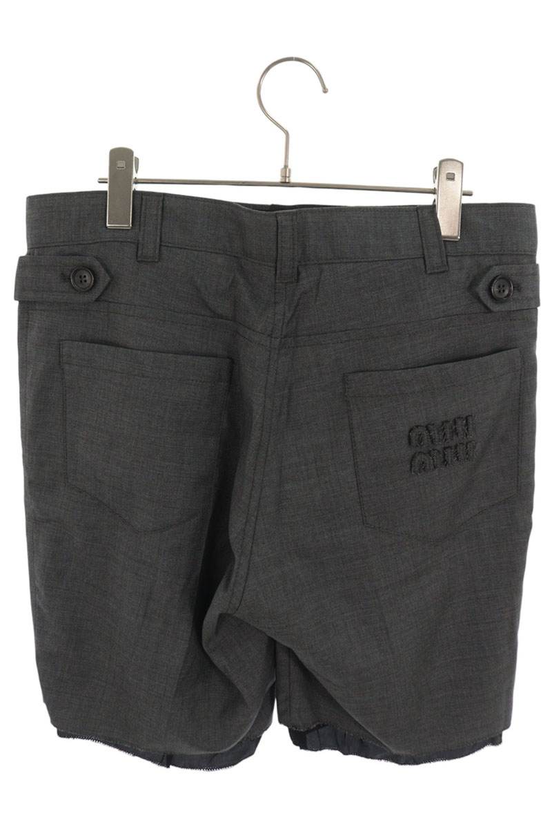 miumiu Back Logo Patch Bermuda Shorts Gray Size 40