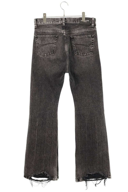 BALENCIAGA Washed Flare Denim Jeans Gray Size XS