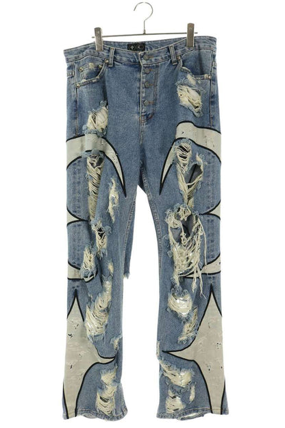 THUG CLUB 24AW Distressed Tribal Denim Jeans Size 3