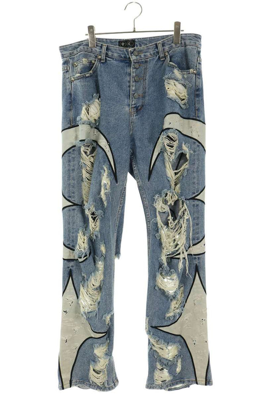THUG CLUB 24AW Distressed Tribal Denim Jeans Size 3