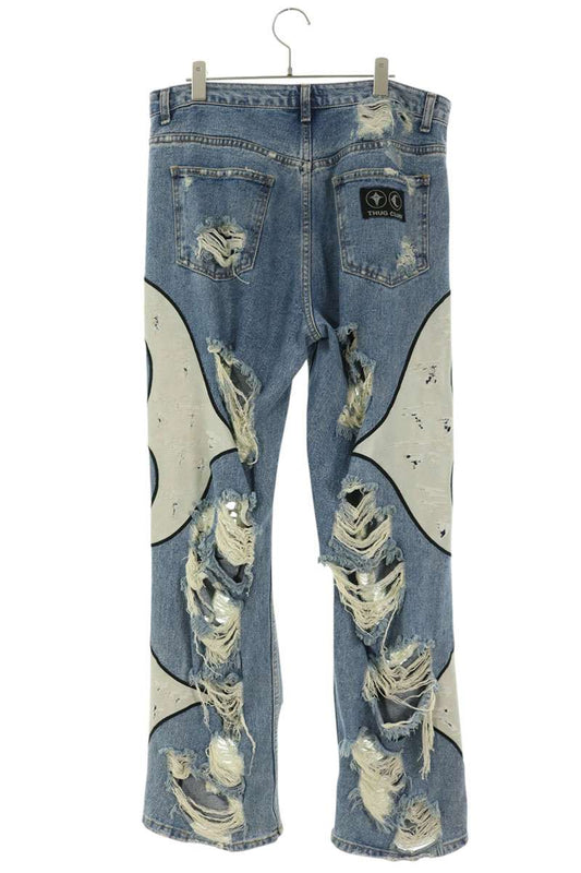 THUG CLUB 24AW Distressed Tribal Denim Jeans Size 3