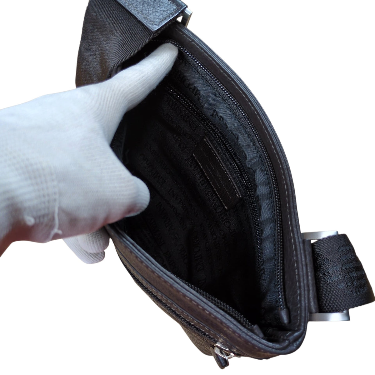 EMPORIO ARMANI Brown Leather Shoulder Bag