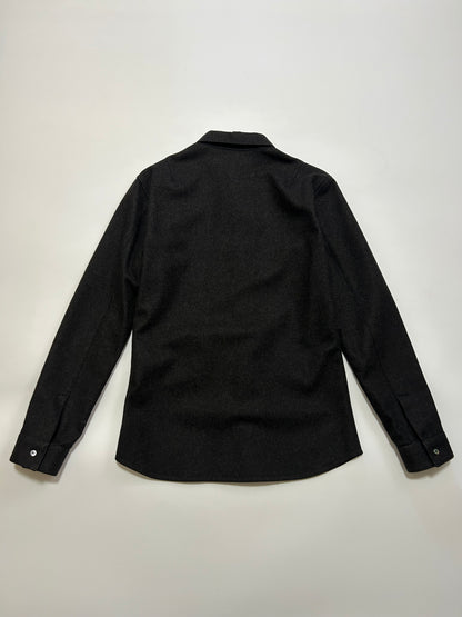 NEIL BARRETT 2000s Minimal Wool Shirt Dark Gray Size XS
