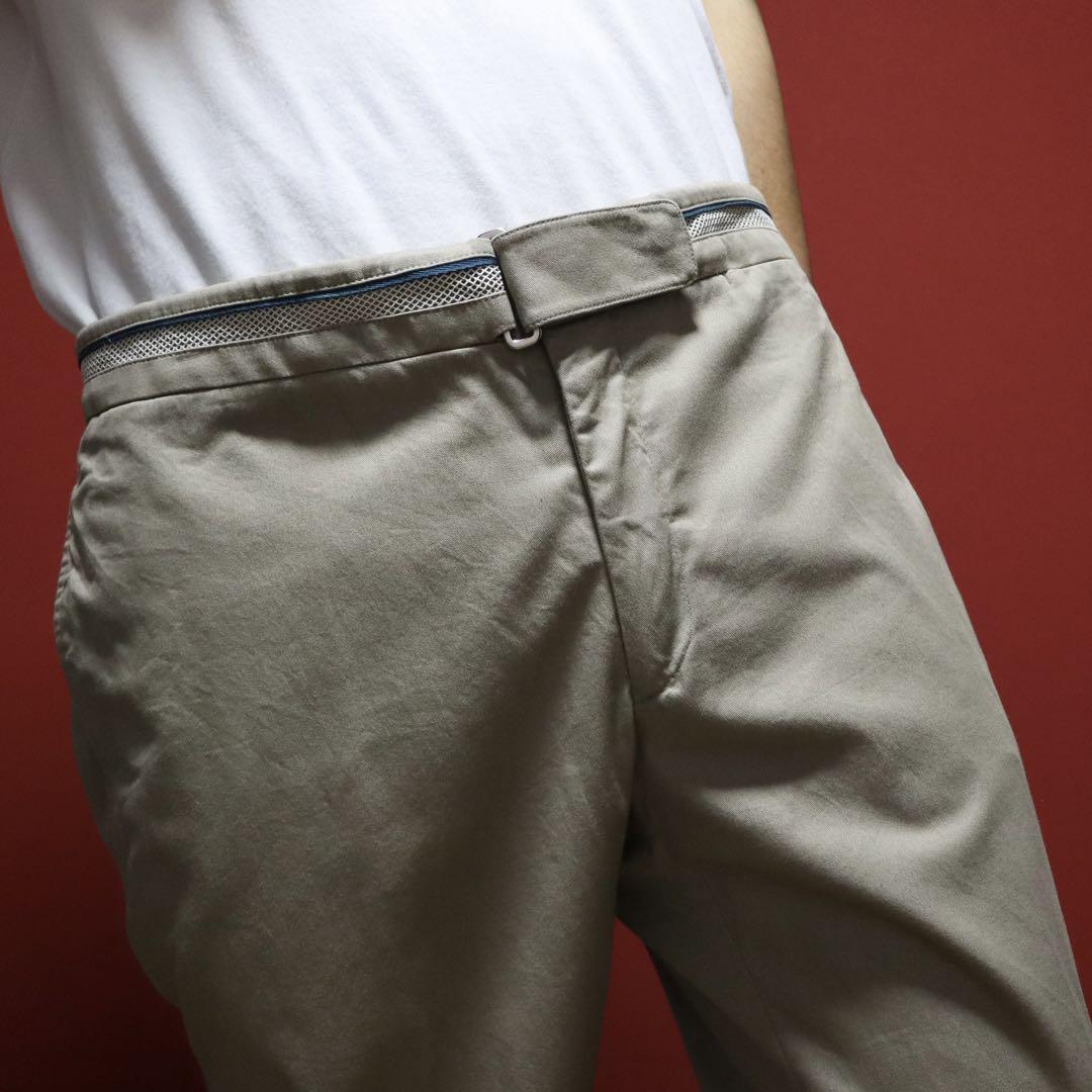 Hermes Beige Belt Design Wide Chino Slacks Size 44