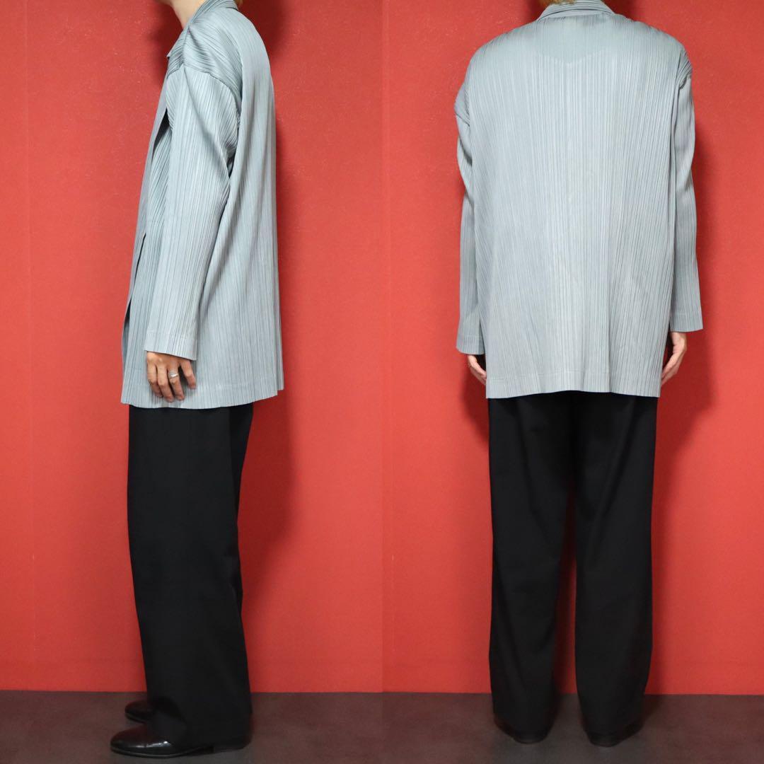 Issey Miyake Pleated Buttonless Long Coat Gray Size M