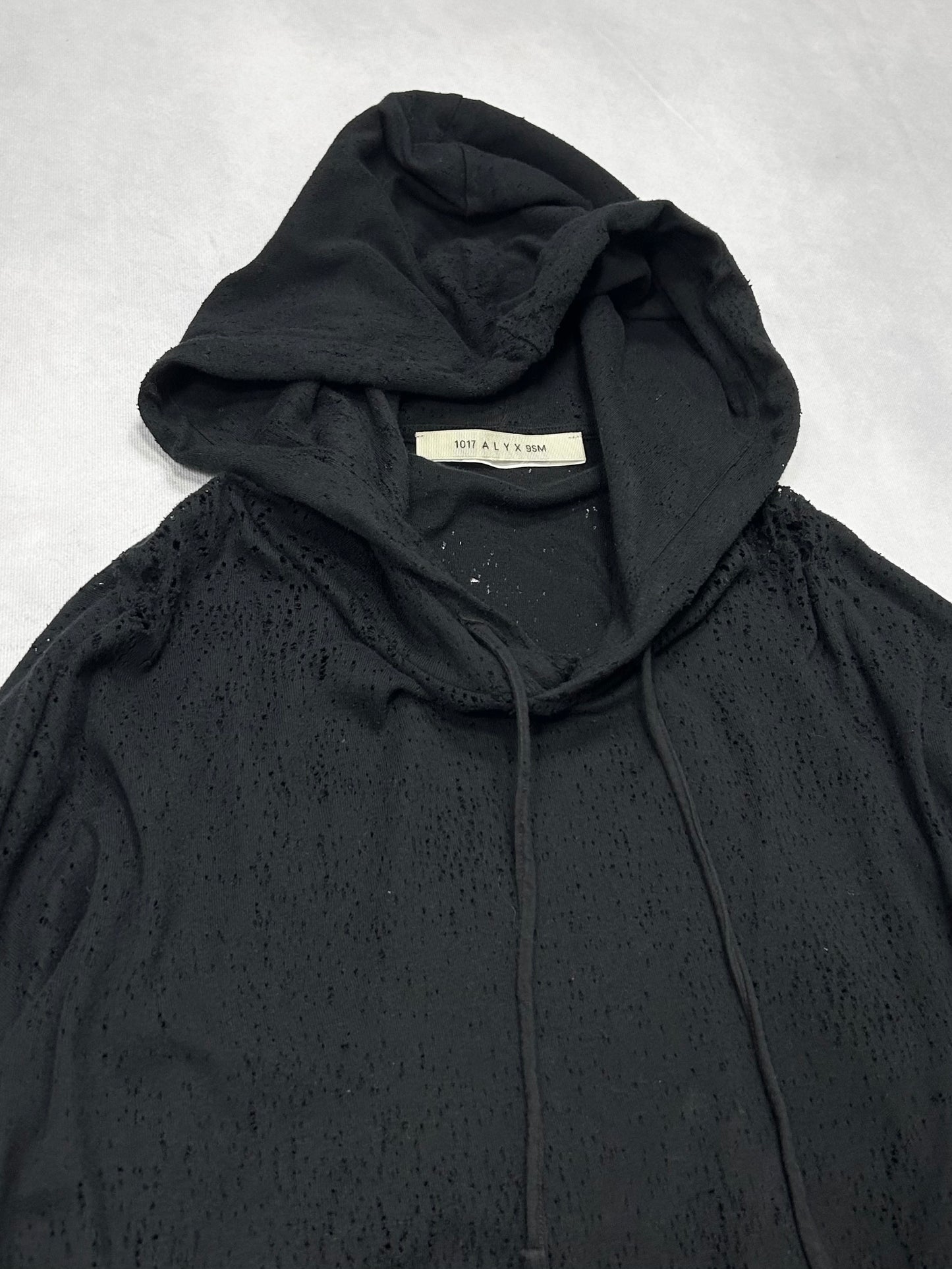 1017 ALYX 9SM Black Tattered Big Hoodie Size M