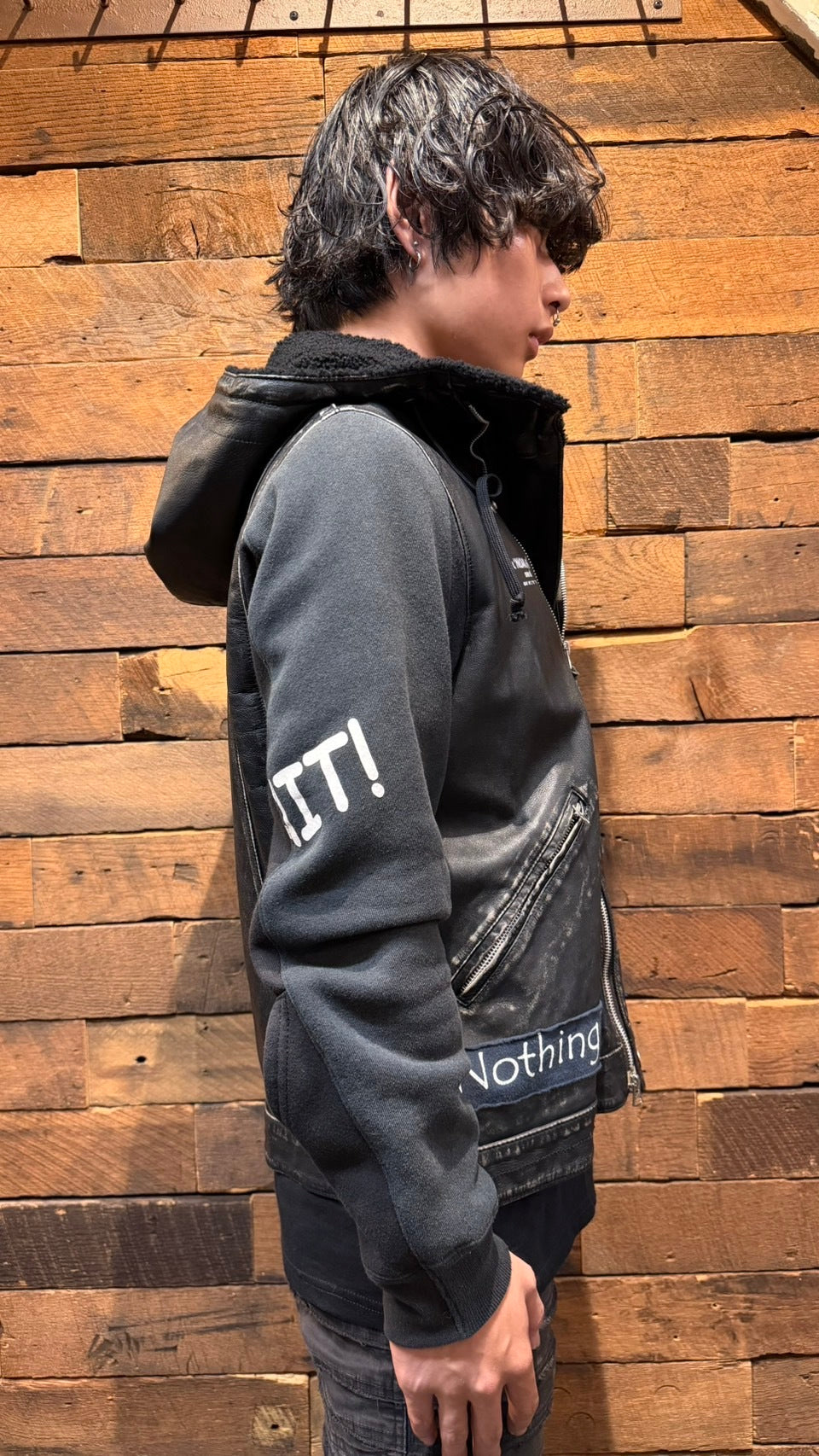 Undercover Black Cowhide "One Off" Long Sleeve Top