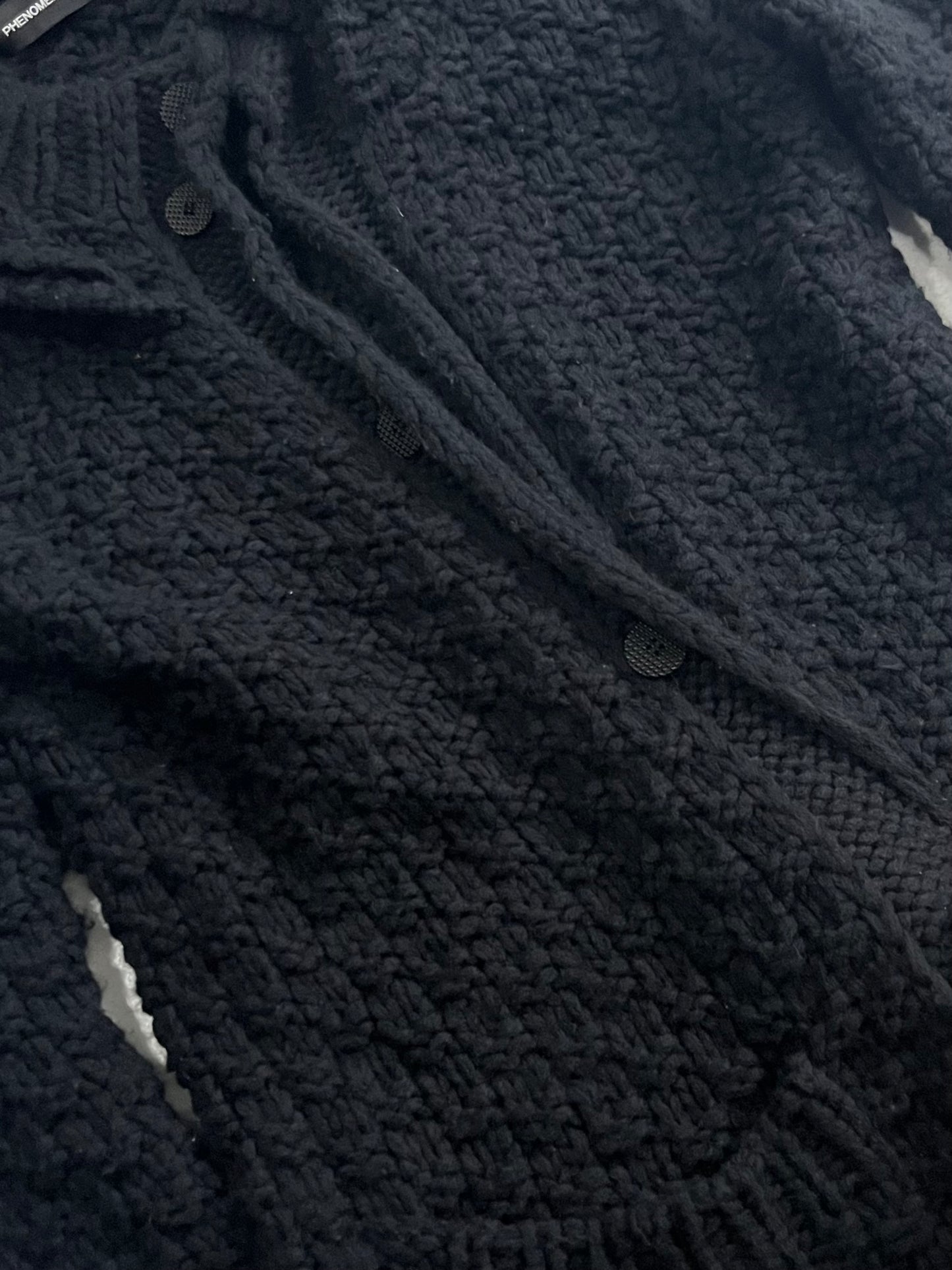 PHENOMENON Black Alpaca Blend Big Hood Cardigan Size L